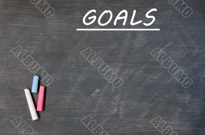 Blank goals background on a smudged blackboard 