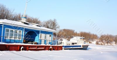 River pier in winter