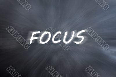 Focus word with motion rays on retro blackboard background 
