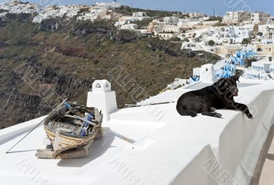 Landscape with dog and boat