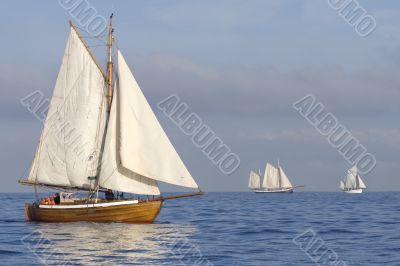 Tender with white sails