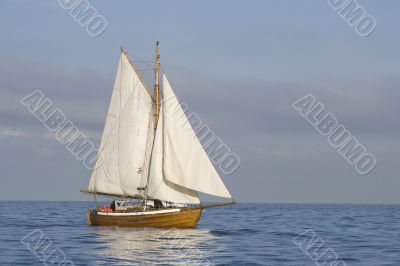 Tender with white sails