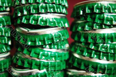 pile of green beer caps