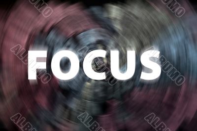 Focus word with motion rays on a chalkboard background 