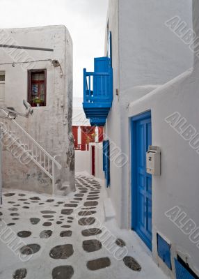 Mykonos narrow street