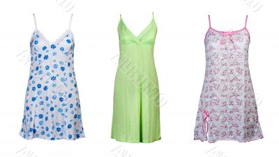 A collage of three women`s sleepwear