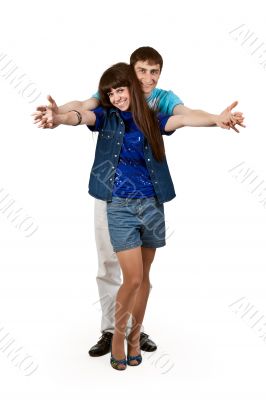 man and woman cuddling