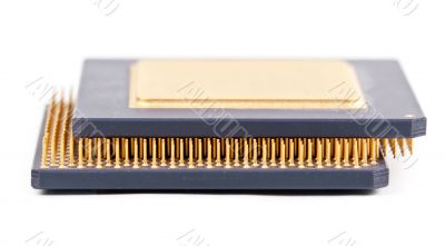 Two old processor with the gold contact