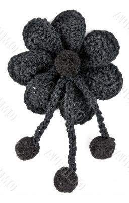 black knitted fabric flower
