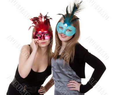 two girl in the masquerade mask