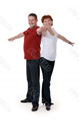 couple in the pose of a monument