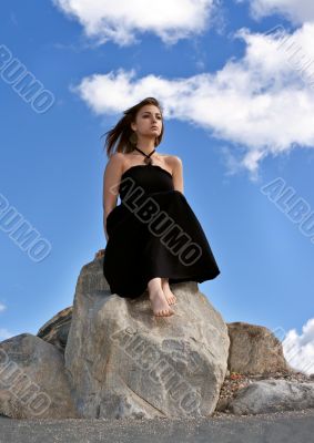 beautiful girl in a black dress