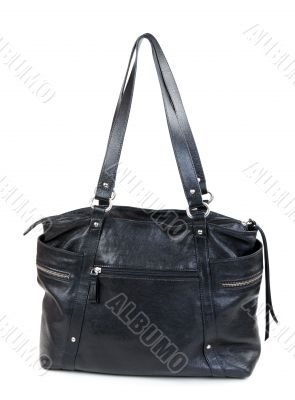Black leather ladies handbag