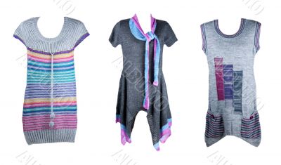 collage of the three knitted tunics