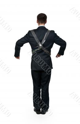 Businessman with a computer fan