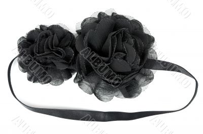 black fabric flower with crystals
