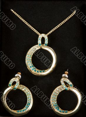 earrings and pendant