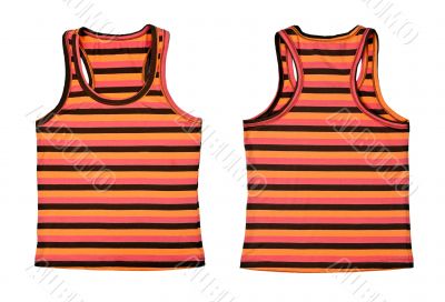 Collage of two women`s striped T-shirt