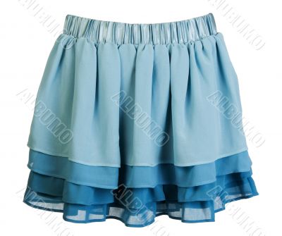 Blue satin mini skirt