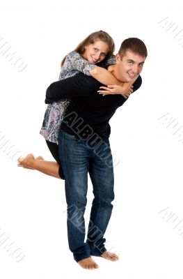 happy couple in the studio