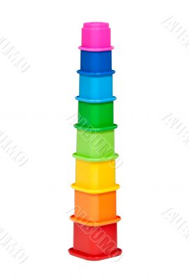 plastic multi-colored children`s pyramid