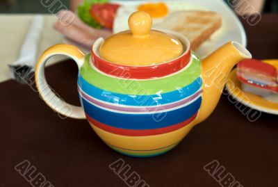 colored striped teapot