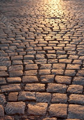 stone pavement in evening sunlight
