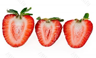 three delicious strawberry halves