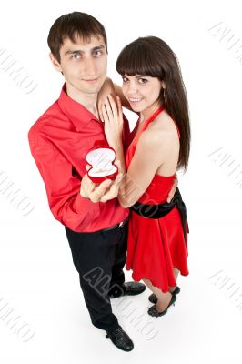 man gives the woman a ring