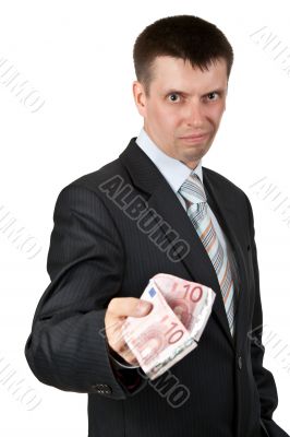 businessman casually gives the euro