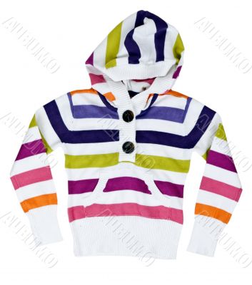 children`s striped sweater with a hood