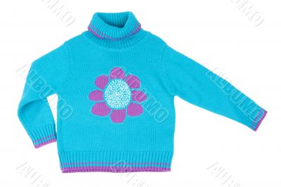 Blue children`s knitted sweater