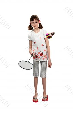 girl plays badminton