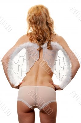 naked girl with angel wings