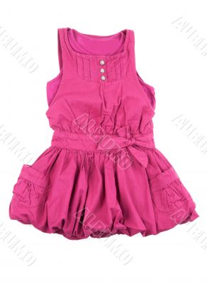 Red feminine knitted gown on white background