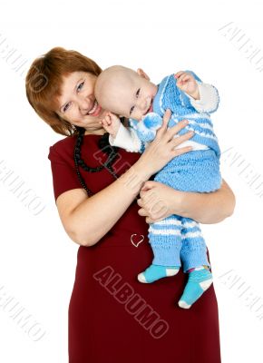 grandmother with her grandson in the studio