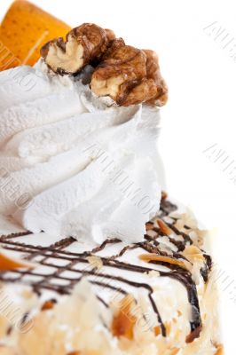 Cake with cream and nuts