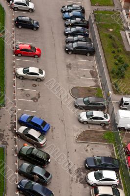 View of the parking lot with 16 floors.
