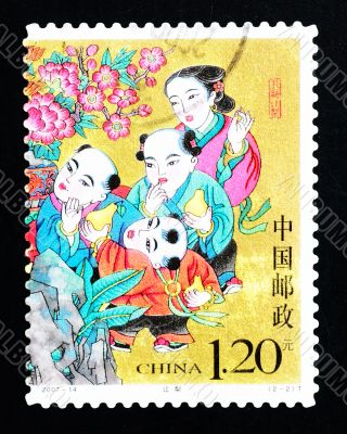 CHINA - CIRCA 2007: A Stamp printed in China shows a historic story of sharing pears, circa 2007 CHINA - CIRCA 2007: A Stamp printed in China shows a historic story of sharing pears, circa 2007