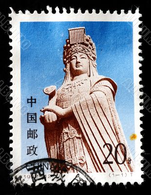 CHINA - CIRCA 1993: A stamp printed in China shows the statue of Goddess Matsu, circa 1993 