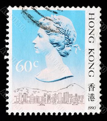 HONGKONG - CIRCA 1990: A Stamp printed in Hongkong shows Queen Elizabeth portrait, circa 1990