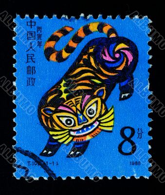 CHINA - CIRCA 1986: A Stamp printed in China shows the Year of Tiger , circa 1986 CHINA - CIRCA 1986: A Stamp printed in China shows the Year of Tiger , circa 1986