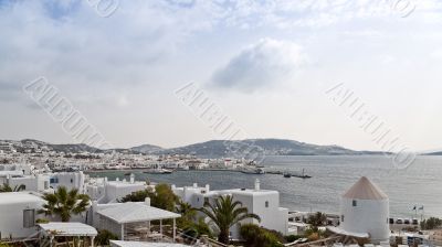 Mykonos port panorama