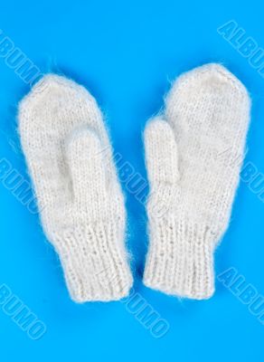 a pair of knitted wool mittens a pair of knitted wool mittens