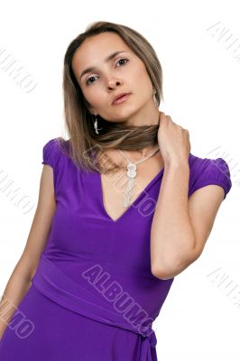 glamorous woman in a purple dress