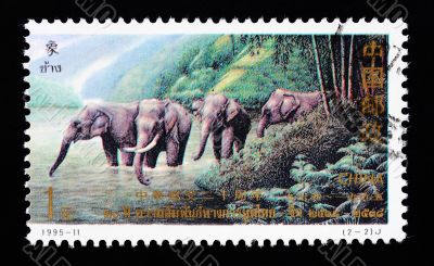 CHINA - CIRCA 1995: A Stamp printed in China shows the Thai elephants , circa 1995