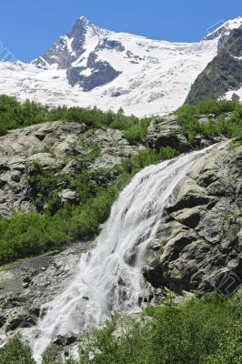 Alibek waterfall. Dombay mountains. The Northern Caucas