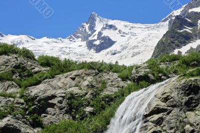 Alibek waterfall. Dombay mountains. The Northern Caucas