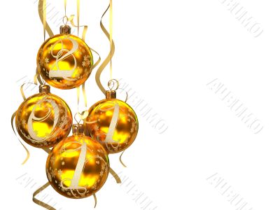 Christmas balls 2011 on white background 3D rendering