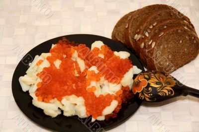 Russian national food caviar and potatoes Russian national food caviar and potatoes